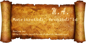 Matriszottó Archibáld névjegykártya